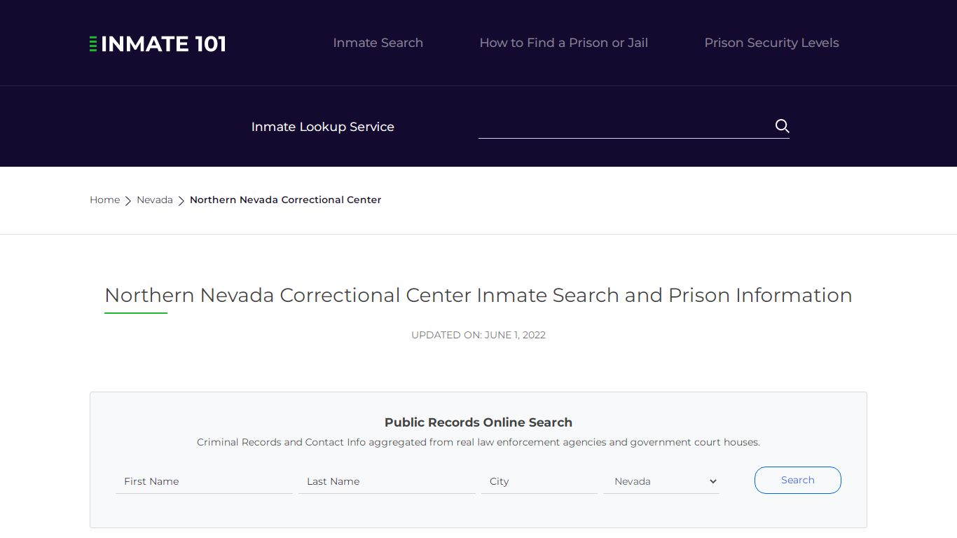 Northern Nevada Correctional Center Inmate Search ...