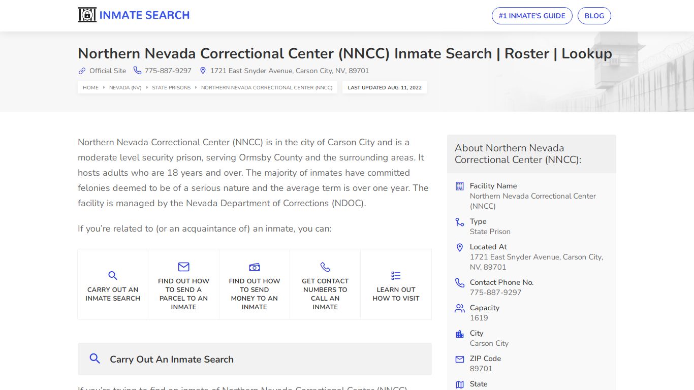 Northern Nevada Correctional Center (NNCC) Inmate Search ...