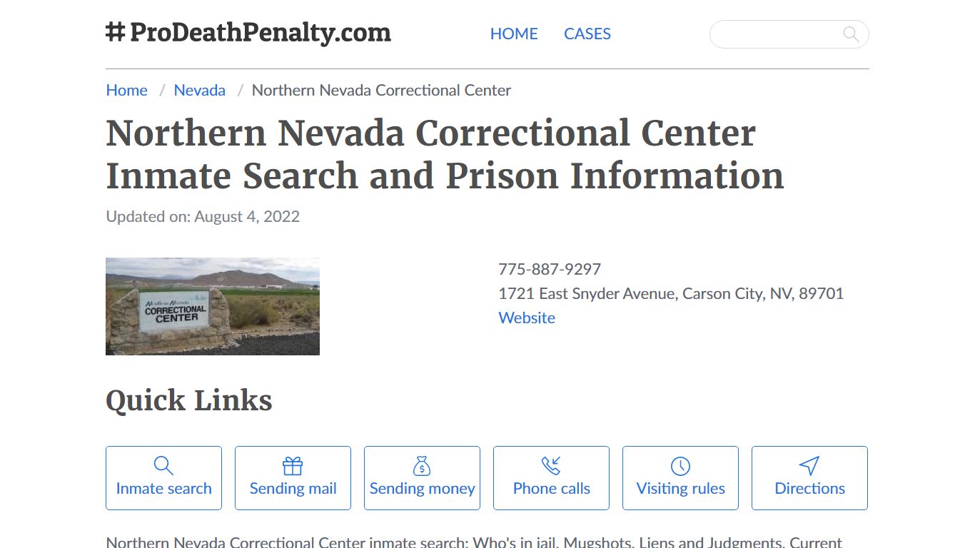 Northern Nevada Correctional Center Inmate Search ...